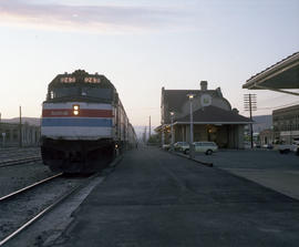 Amtrak diesel locomotive 247 at Yakima, Washington in 1980.