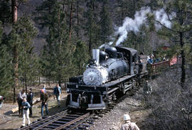 Klickitat Log and Lumber Company steam locomotive 7 at Klickitat, Washington in 1964.