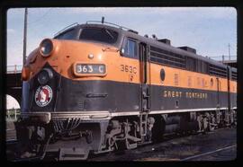 Great Northern Diesel Locomotive 363C at Saint Paul, Minnesota, 1968