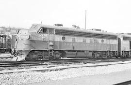 Burlington Northern diesel locomotive 9714 at Seattle, Washington in 1971.