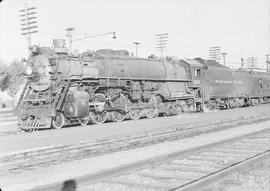 Northern Pacific steam locomotive 2665 at Missoula, Montana, circa 1950.