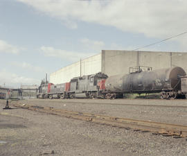 Southern Pacific Railroad diesel locomotive number 7943 at Portland, Oregon in 1990.