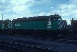 Burlington Northern 6643 at Spokane, Washington in 1978.