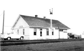 Great Northern Depot at Power, Montana, 1958 or later