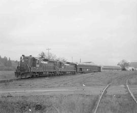 Port of Tillamook Bay Diesel Locomotives Number 4368 and 4414 at Tillamook, Oregon in October, 1988.
