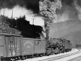 Northern Pacific steam locomotive number 4005 at Martin, Washington, 1924.