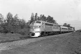 Amtrak diesel locomotive 9949 at Ferndale, Washington on May 15, 1974.