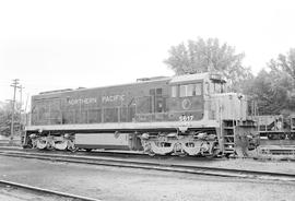 Burlington Northern diesel locomotive 5617 at Mississippi Street, Minnesota in 1972.