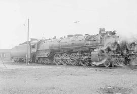 Northern Pacific steam locomotive 2666 at Staples, Minnesota, in 1954.