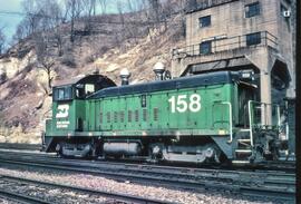 Burlington Northern Diesel Locomotive Number 158 at Saint Paul, Minnesota In 1979