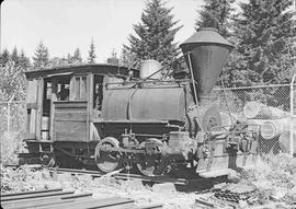 Simpson Timber Company Steam Locomotive at Mccleary, Washington in 1946.