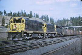 Northern Pacific Diesel Locomotive 2512, 2510, 3617 at Marshall, Washington, 1968