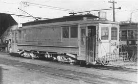 Seattle Municipal Railway Number 308 at the Jefferson carbarn, Seattle, Washington, 1939.