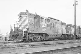 Burlington Northern diesel locomotive 1869 at Tacoma, Washington in 1974.