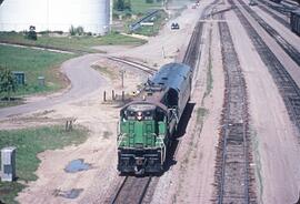 Burlington Northern Diesel Locomotive Number 6022 with Freight Cars at Saint Paul, Minnesota in 1981