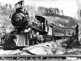 Columbia and Puget Sound Railroad passenger train Pat Taylor, Washington, circa 1910.