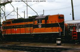 Burlington Northern Diesel Locomotive 2016 at Denver, Colorado, 1970