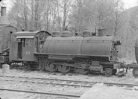 St. Regis Paper Company Steam Locomotive Number 75 at Mineral, Washington, circa 1948.