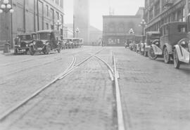 Seattle Municipal Railway track, Seattle, Washington, circa 1925