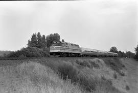 Amtrak diesel locomotive 219 at Woodland, Washington on July 19, 1976.