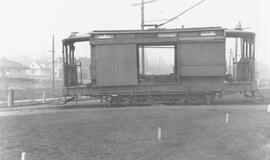 Seattle Municipal Railway Number 404 at the North Seattle carbarn, Seattle, Washington, undated.