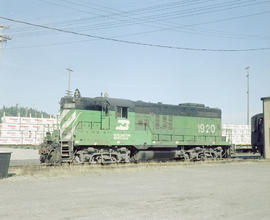 Burlington Northern diesel locomotive 1920 at Shelton, Washington, circa 1985.