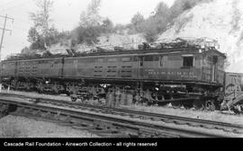 Milwaukee Road electric locomotive Number E28 at Sumner, Washington, undated.