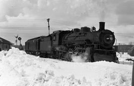 Duluth, Missabe and Iron Range Railway steam locomotive 401 on April 27, 1950.