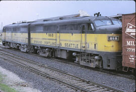 Spokane, Portland & Seattle Diesel Locomotive 862, 868 at Spokane, Washington, 1968