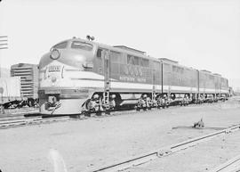 Northern Pacific diesel locomotive number 6003 at Easton, Washington, in 1945.