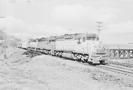 Union Pacific Railroad diesel locomotive number 1402 at Ruston, Washington in 1973.