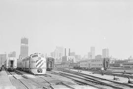 Burlington Northern diesel locomotive 9975 at Chicago, Illinois in 1972.