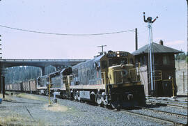 Northern Pacific Diesel Locomotive 2528, 3612, 2508 at Marshall, Washington, 1968