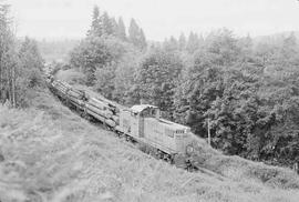 Chehalis Western Diesel Locomotive Number 684 at Pe Ell, Washington in July, 1975.