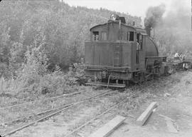 Port Angeles Western Steam Locomotive Number 2 at Sappho, Washington, circa 1947.