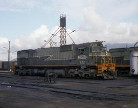 British Columbia Railway Company diesel locomotive 722 at North Vancouver, British Columbia on Ju...