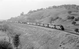 Western Pacific Railroad diesel locomotive 3504 near Sacramento, California on August 19, 1977.