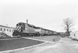 Burlington Northern diesel locomotive 2202 at Sedro Woolley, Washington in 1976.