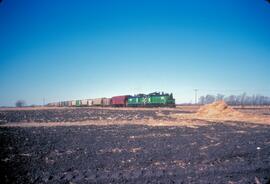 Burlington Northern Diesel Locomotives Number 995 and Number 993 East of Milnor, North Dakota In ...