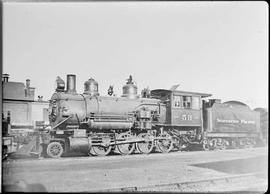 Northern Pacific steam locomotive 53 at South Tacoma, Washington, in 1936.