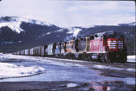 Burlington Northern Diesel Locomotives 2536, 1747, 1530, 1770 at Summit, Montana, 1971