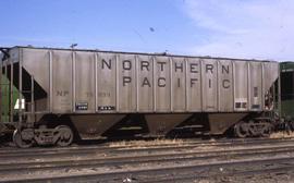 Northern Pacific hopper car number 76899 at Amarillo, Texas, in 1979.