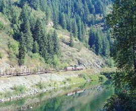 St. Maries River Railroad Diesel Locomotives Number 502 and 501 Near Avery, Idaho in August 1981.