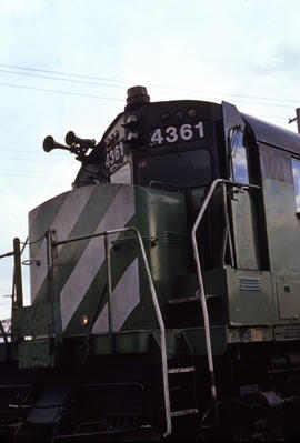 Burlington Northern Railroad Company diesel locomotive 4361 at Portland, Oregon in 1978.