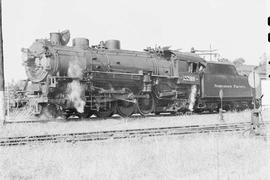 Northern Pacific steam locomotive 2248 at Kanaskat, Washington, in 1944.