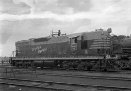 Chicago, Burlington and Quincy Railroad  diesel locomotive 109 at West Havana, Illinois, circa 1955.