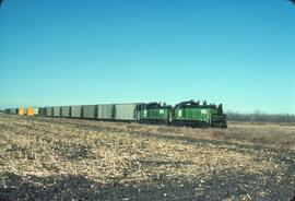 Burlington Northern Diesel Locomotives Number 995 and Number 993 East of Milnor, North Dakota In ...