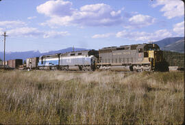 Burlington Northern Diesel Locomotives 6418, 428, 423 at Trego, Montana, 1970