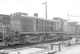 Burlington Northern diesel locomotive 4067 at Vancouver, Washington in 1973.