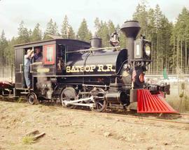 Simpson Timber Company Steam Locomotive at Satsop, Washington in 1990.